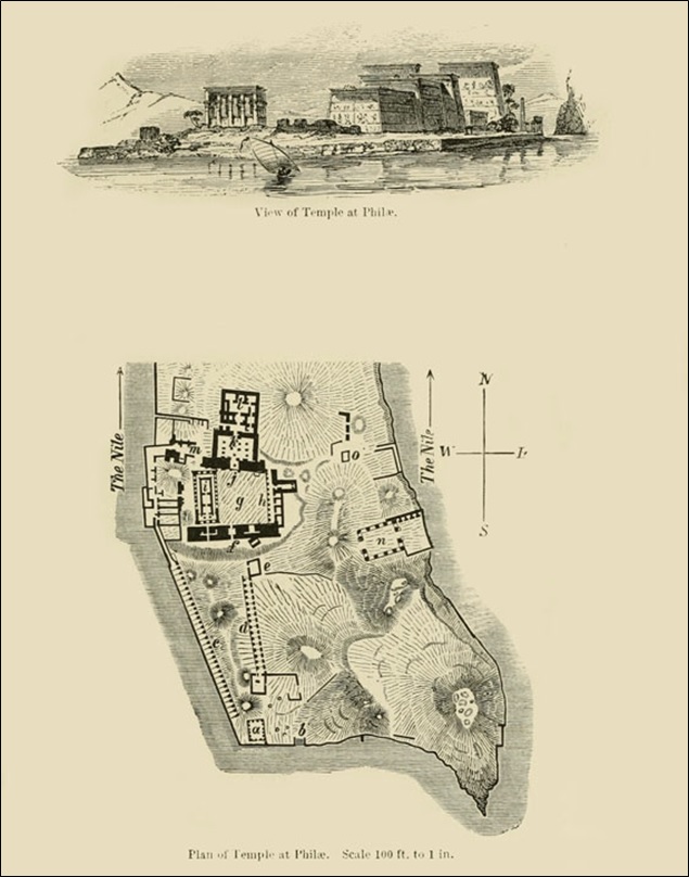View of Temple at Philæ and Plan of Temple Philæ