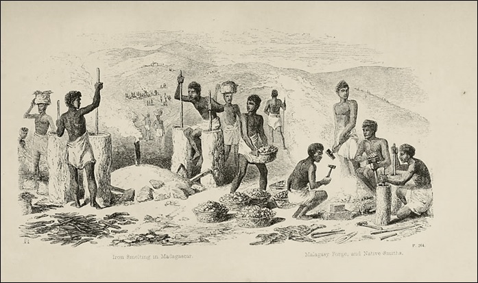 Iron smelting in Madagascar—Maiagasy forge, and native smiths