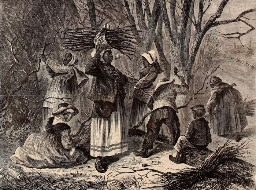 Colored People Gathering Fire-wood—a winter scene in Virginia