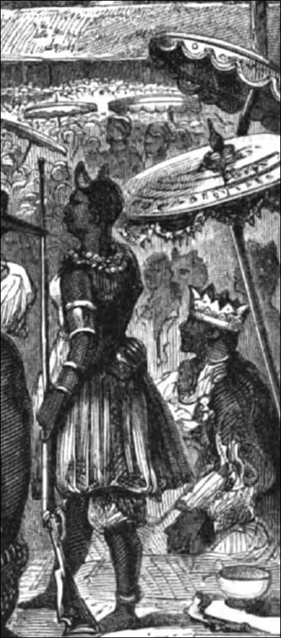 Dahomey king with his female guard