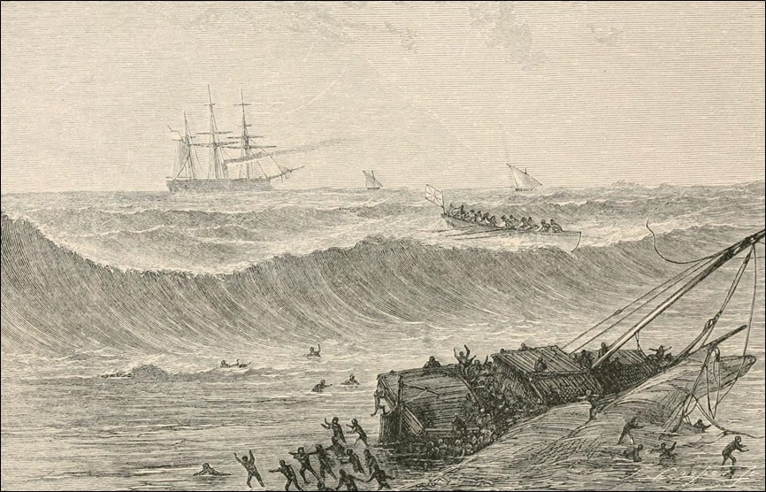 Crossing the bar in the “whaler” to rescue negroes from a wrecked dhow