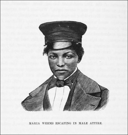 Maria Weems escaping in male attire