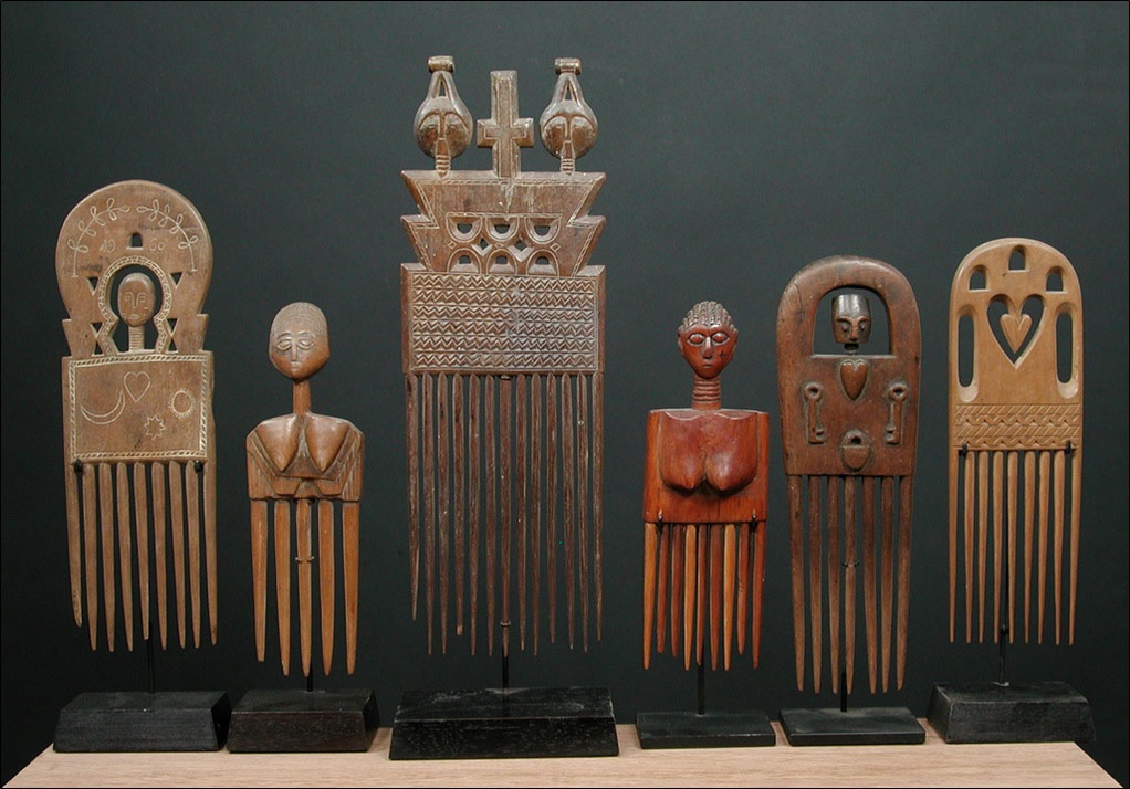 Collection of Ashanti combs, Ghana