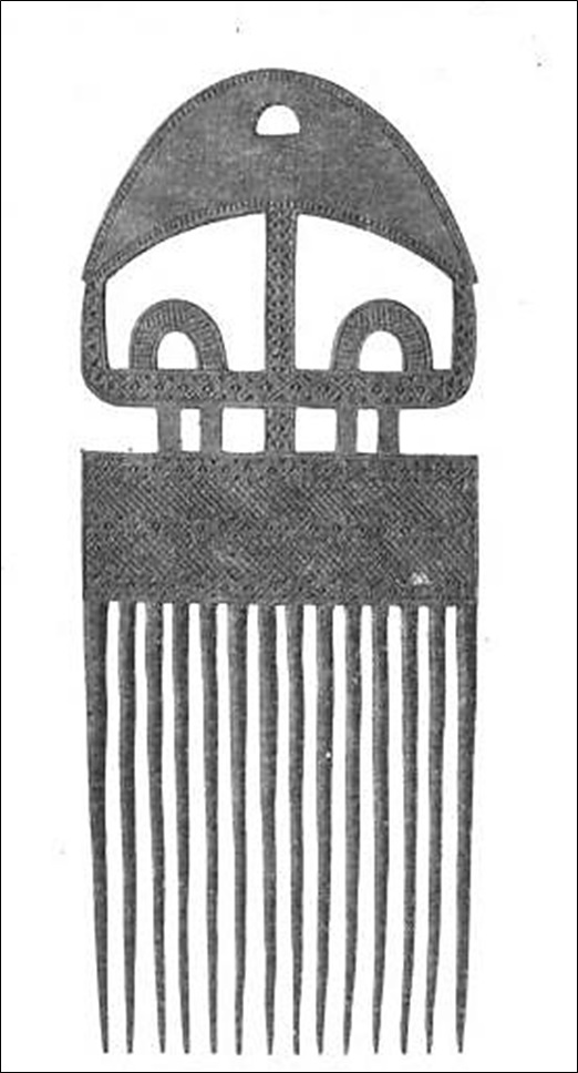 Carved Wooden Toilet Comb from West Africa