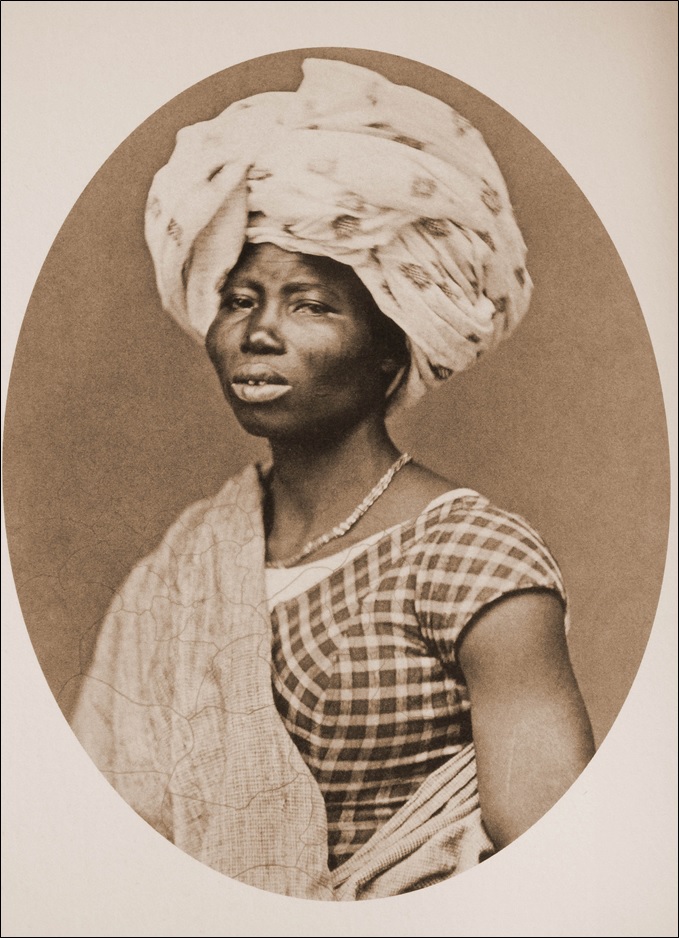Racial type por­trait, iden­ti­fied as Mina Ige­ichà, by Augusto Stahl, Rio de Janeiro, 1865,