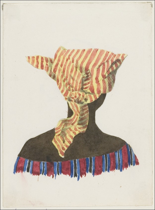 Woman with headscarf seen from behind