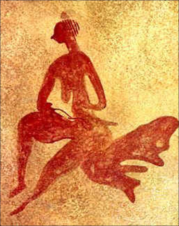 Ancient Rock Art Depicting an African Woman with Cornrows