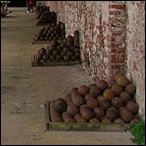 The Citadelle Laferrière, near Milot in Haiti : a row of guns.