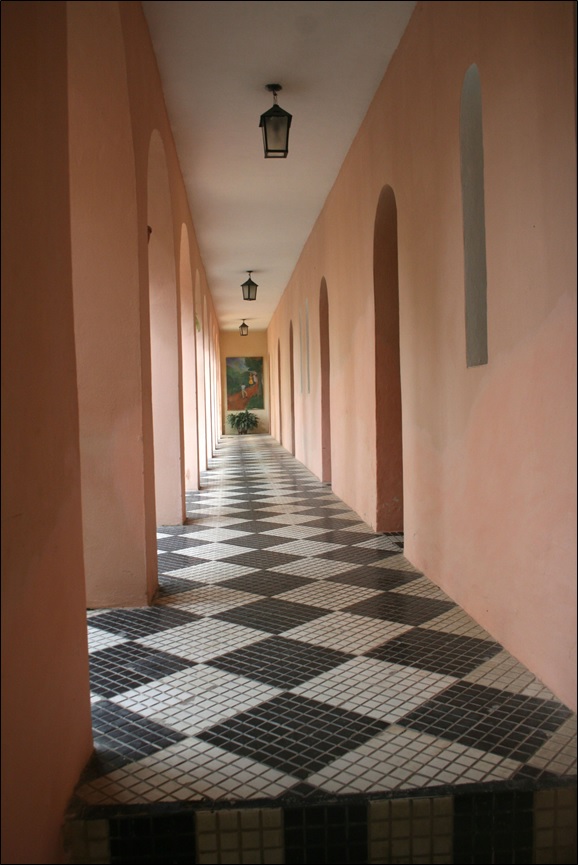 A hotel corridor